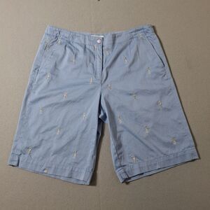 Liz Golf Shorts Womens Size 10 Blue Cotton Golf Bag Embroidery Hong Kong Vintage